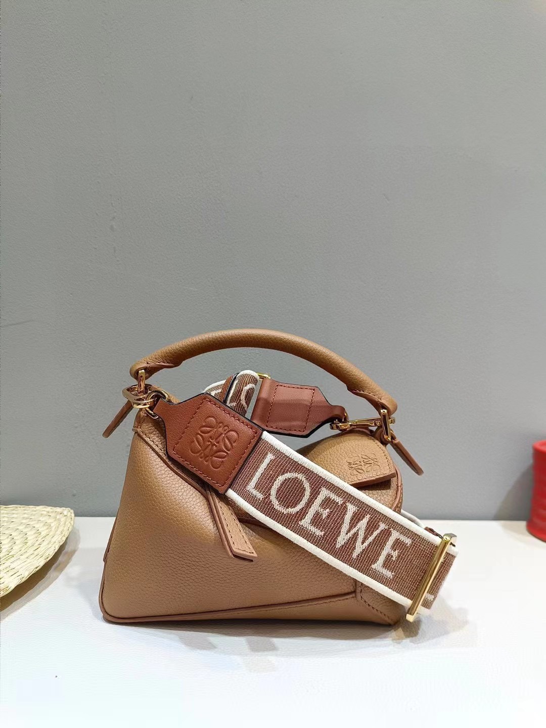 Loewe Mini Puzzle Bag in Soft Grained Calfskin Toffee